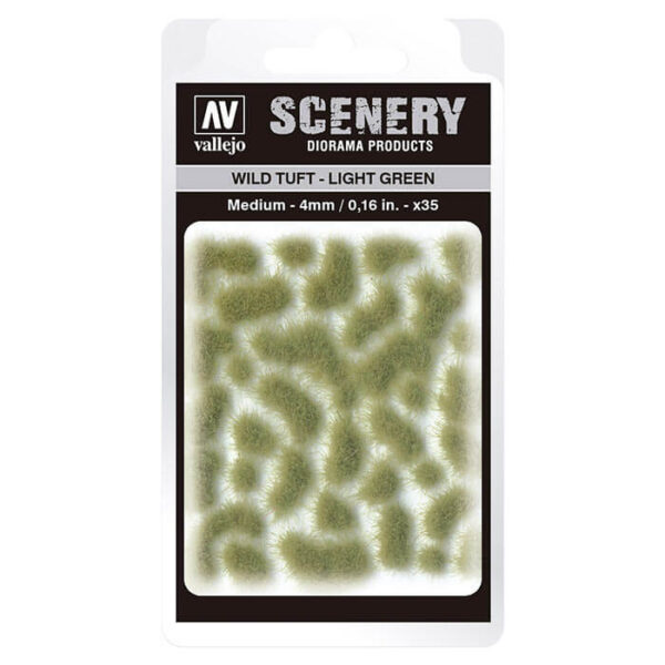 SC407 Wild Tuft - Light Green Medium Vallejo Scenery es una gama de vegetación en miniatura con la conseguir un mayor realismo a la hora de ambientar los terrenos para nuestras maquetas y figuras en viñetas y dioramas.