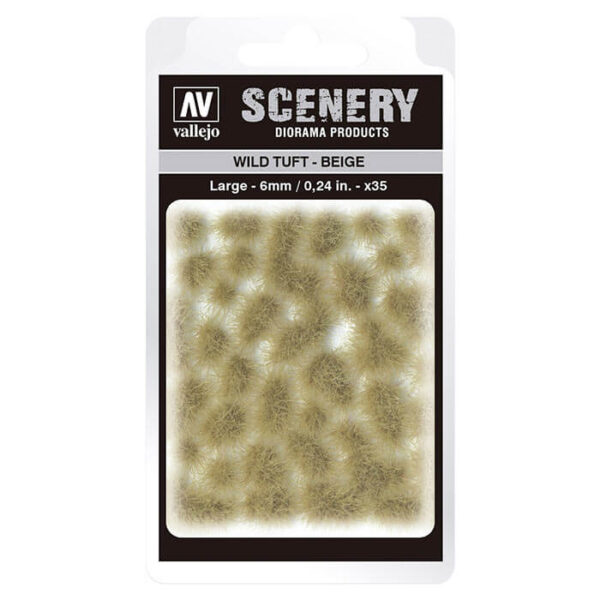 sc420 Wild Tuft - Beige Large Vallejo Scenery es una gama de vegetación en miniatura con la conseguir un mayor realismo a la hora de ambientar los terrenos para nuestras maquetas y figuras en viñetas y dioramas.