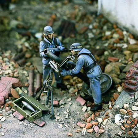 Verlinden 1003 German Heavy Mortar Team 1/35 Kit en resina para montar y pintar. Incluye 2 figuras, mortero y municiones.