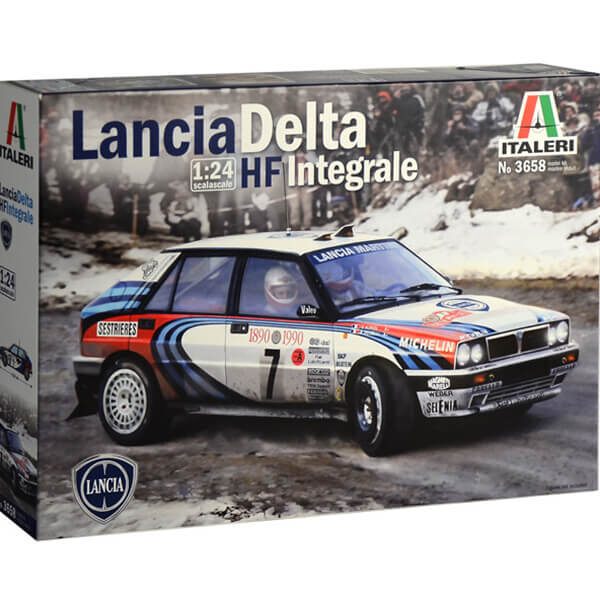italeri 3658 LANCIA DELTA HF INTEGRALE 1990 1/24 Kit en plástico para montar y pintar. Hoja de calcas con 2 decoraciones del 58º Rally de Montecarlo 1990