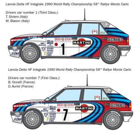 italeri 3658 LANCIA DELTA HF INTEGRALE 1990 1/24 Kit en plástico para montar y pintar. Hoja de calcas con 2 decoraciones del 58º Rally de Montecarlo 1990