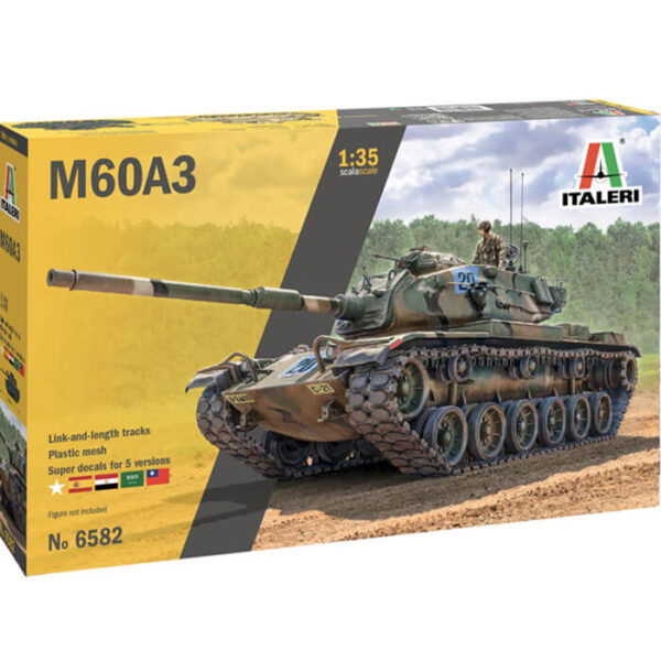 italeri 6582 M60A3 Patton 1/35 Kit en plástico para montar y pintar. Incluye cadenas por tramo y eslabón. Hoja de calcas con 5 decoraciones