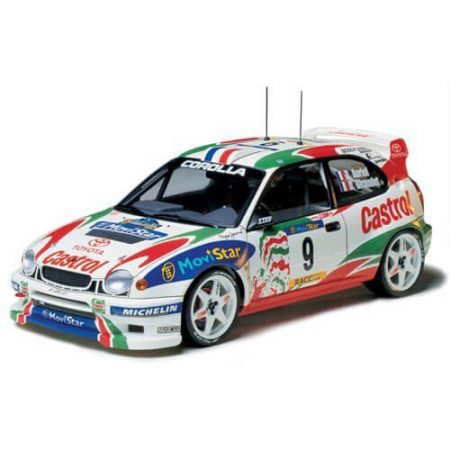 tamiya 25209 Toyota Corola WRC 1/24 Kit en plástico para montar y pintar. Incluye mascarillas adhesivas para los transparentes. Hoja de calcas con 2 decoraciones