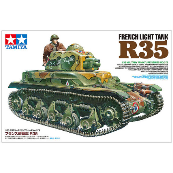 tamiya 35373 French Light Tank R35 1/35 Kit en plástico para montar y pintar. Incluye cadenas por tramo y eslabón y 1 figura.