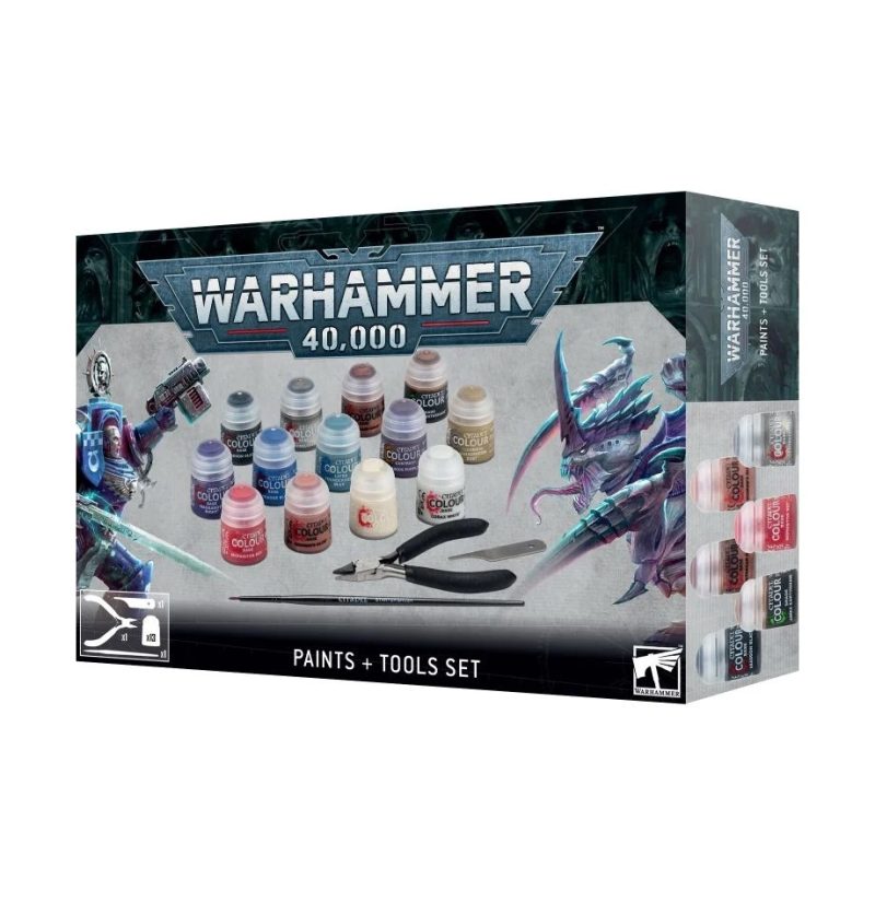 games workshop 60-12 Warhammer 40,000: set de pintura y herramientas Esta caja incluye los elementos básicos para empezar a montar y pintar tus miniaturas de Warhammer 40K.