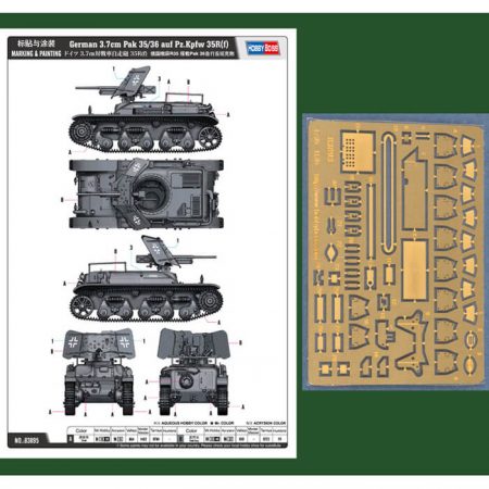 hobby boss 83895 German 3.7cm Pak 35/36 auf Pz.Kpfw 35R(f) 1/35 Kit en plástico para montar y pintar. Incluye piezas en fotograbado y cadenas por tramo y eslabón.