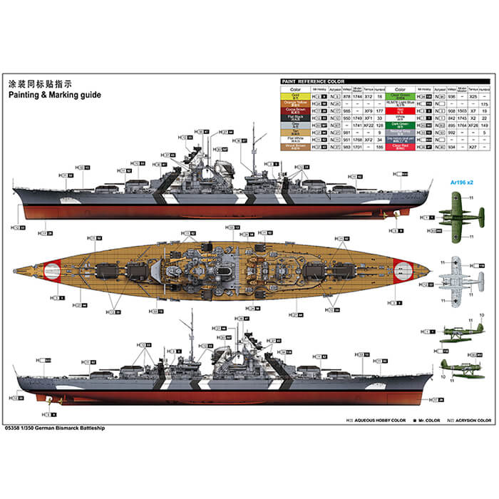 Trumpeter 5358 – Maquette Plastique 1/350 Du Cuirassé DKM Bismarck – Plus De 1000 Pièces, Métal Et Photo-découpe – 71,5 Cm !