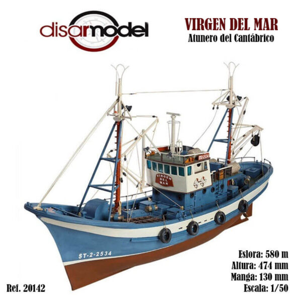Virgen del Mar Atunero del Cantábrico 1/50 Kit de modelismo naval de montaje tradicional del clásico atunero que podemos encontrar con pequeñas diferencias en los puertos del cantábrico.
