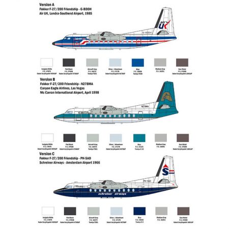 italeri 1430 Fokker F27 Friendship Kit en plástico para montar y pintar. Hoja de calcas con 3 decoraciones. Longitud 356 mm