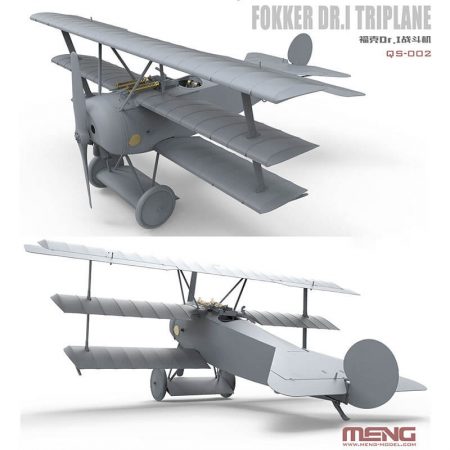 meng qs-002 Fokker Dr.I Triplane 1/32 Maqueta en plástico para montar y pintar. Incluye piezas en fotograbado. Hoja de calcas con 4 decoraciones de ases alemanes.