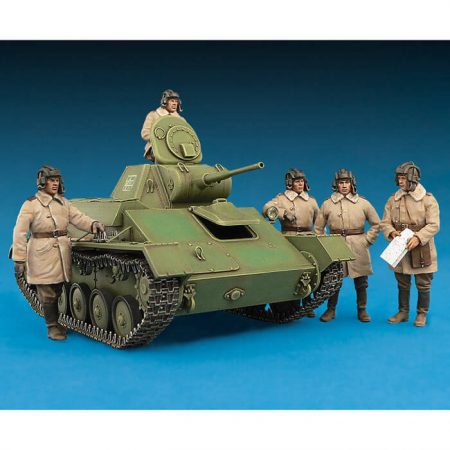 miniart 35194 T-70M Soviet Light Tank with Crew 1/35 WWII Military Miniatures Series Kit en plástico para montar y pintar. Incluye piezas en fotograbado y cadenas por eslabones individuales. Incluye 5 figuras de carristas soviéticos en uniforme de invierno.