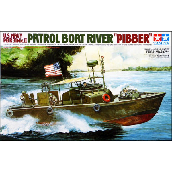 tamiya 35150 PBR 31Mk.II Patrol Boat River PIBBER 1/35 Kit en plástico para montar y pintar. Incluye 4 figuras y accesorios.