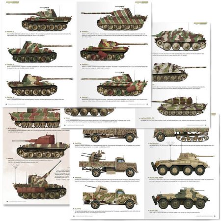 AK 403 1945 German Colors Camouflage Profile Guide Este libro analiza las variantes de color originales, llamativas y los patrones de camuflaje introducidos por el ejército alemán a finales de 1944 como se usaron durante el último año de la guerra, 1945.