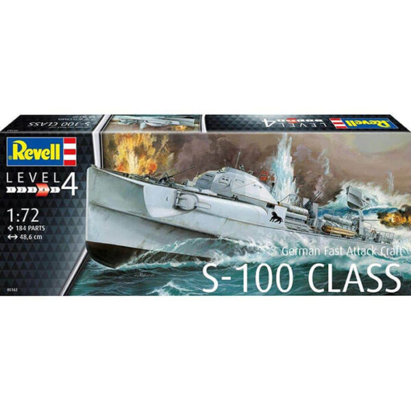 Revell 05162 German Fast Attack Craft S-100 1/72 Kit en plástico para montar y pintar. Incluye peana.