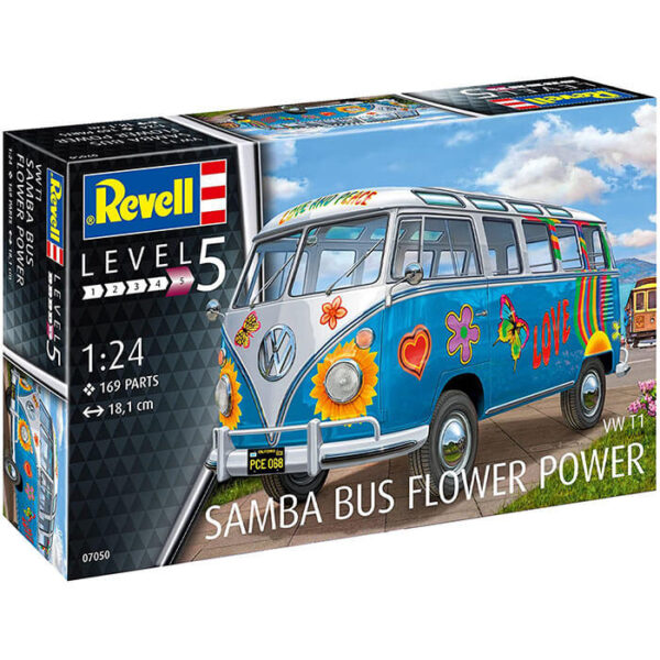 Revell 07050 Volkswagen VW T1 Samba Bus Flower Power 1/24 Kit en plástico para montar y pintar.