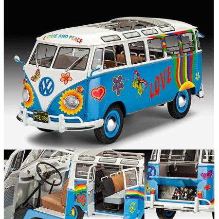 Revell 07050 Volkswagen VW T1 Samba Bus Flower Power 1/24 Kit en plástico para montar y pintar.