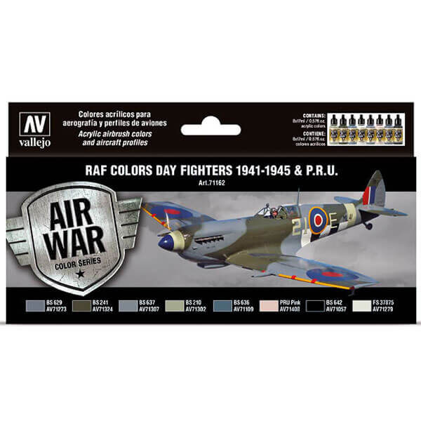 acrylicos vallejo av71162 RAF colors Day Fighters 1941-1945 & P.R.U. Estuche de 8 colores Model Air de 17ml desarrollado para pintar los caza diurnos de la RAF desde Agosto de 1941 hasta el final de la Guerra