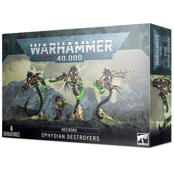 games workshop 49-32 Destructores Ofidianos Necrones Acaba con tus enemigos con estos asesinos flotantes. No dejes nada a tu paso con el armamento hiperfase. Potencia a tus Destructores con un Plasmacita.