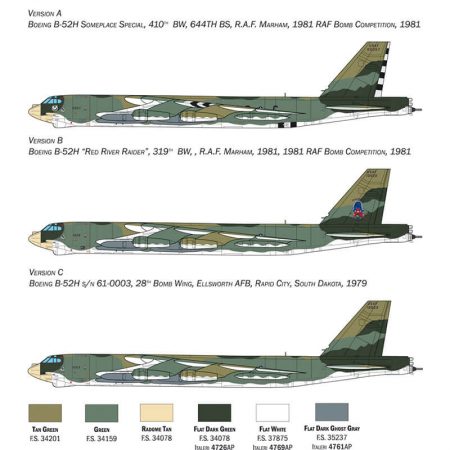 italeri 1442 B-52H Stratofortress 1/72 Kit en plástico para montar y pintar. Hoja de calcas con 3 decoraciones. Longitud del fuselaje: 664 mm Envergadura alar: 783 mm