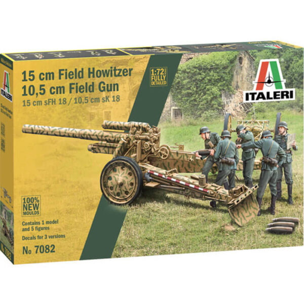 italeri 7082 15 cm Field Howitzer / 10,5 cm Field Gun 1/72 Kit en plástico para montar y pintar.