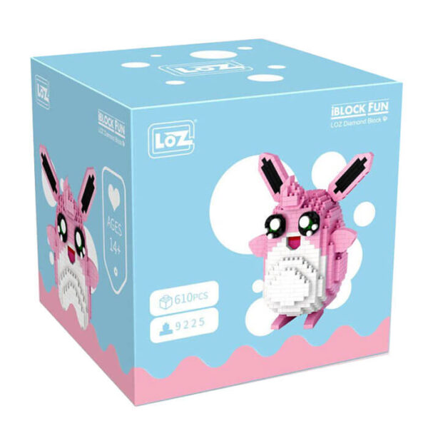 Loz 9225 Pokemon Pink Wigglytuff 610 pcs Kit del personaje Pink Wigglytuff de la serie de Manga Pokemon.