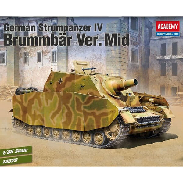 ACADEMY 13525 German Sturmpanzer IV Brummbär Ver. Mid. 1/35 Kit en plástico para montar y pintar. Incluye textura de zimmerit en lámina adhesiva.