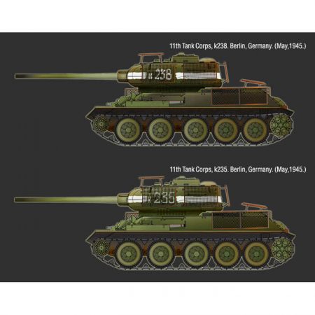 Academy 13295 T-34/85 No.183 Factory Berlin 1945 Kit en plástico para montar y pintar. Incluye piezas en fotograbado y cadenas por tramo y eslabón