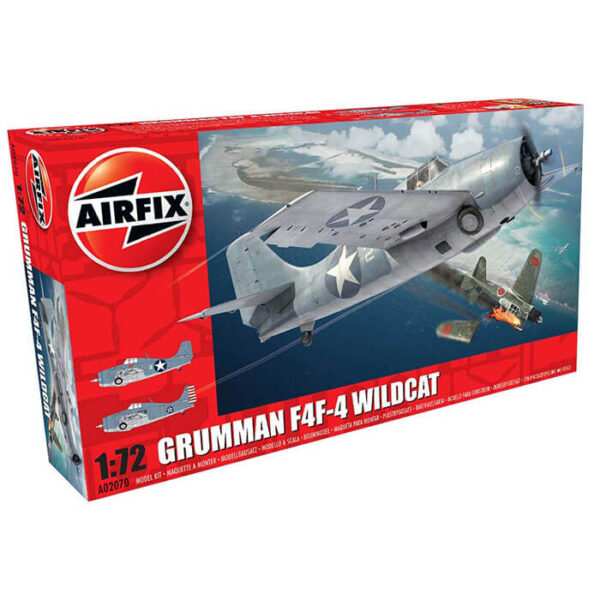 airfix a02070 Grumman F4F-4 Wildcat 1/72 Kit en plástico para montar y pintar. Hoja de calcas con 2 decoraciones.