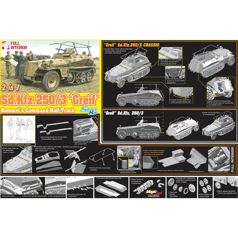 TAKOM 1/35 Scale Plastic Model Kit – Sd.Kfz.250/3 Greif Half-Track Tank – Unassembled, Unpainted, Ages 14+, Kit #2194, EAN 4897051423294