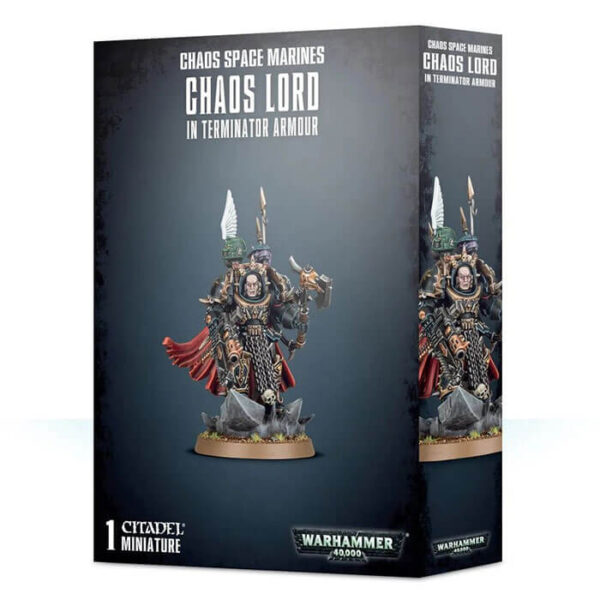 games workshop 43-12 Chaos Space Marines Terminator Lord Este Señor del Caos está equipado con una armadura de Exterminador e incluye la opción de montarlo como Hechicero del Caos, combi-armas, armas de energía y más. Kit multicomponente de plástico.