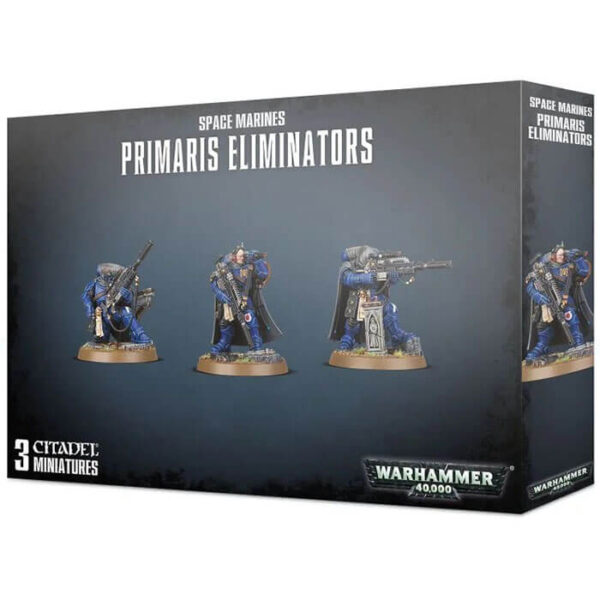 games workshop 48-93 Primaris Eliminators Space Marines Tiradores dedicados, los Eliminators persiguen las sombras del campo de batalla, buscan objetivos de oportunidad y los derriban con descargas de fuego.