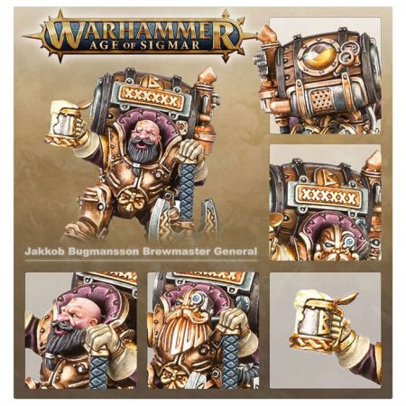 games workshop 84-43 Jakkob Bugmansson XI: Brewmaster-General Warhammer Commemorative Series Miniatura multicomponente con 12 piezas. Incluye 2 cabezas