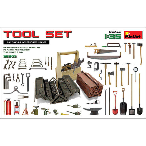 miniart 35603 Tool Set 1/35 Building & Accessories Series Kit en plástico para montar y pintar.
