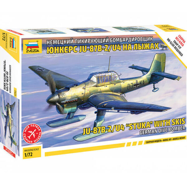 zvezda 7323 JU-87B-2/U4 STUKA with skis 1/72 Kit en plástico para montar y pintar. Incluye 2 figuras de los pilotos.