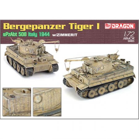 dragon 7210 Bergepanzer Tiger I w/Zimmerit 1/72 sPzAbt 508 Italy 1944 Kit en plástico para montar y pintar.