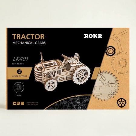 rokr lk401 Tractor a cuerda Maqueta 3D de madera de montaje sin pegamento, y con  movimiento a cuerda.