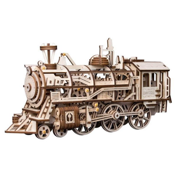 rokr lk701 Locomotora a vapor Locomotive Disfruta con el montaje de esta locomotora de madera cortada por laser de 349 piezas, con movimiento a cuerda.