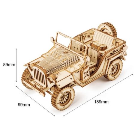 rokr mc701 Army field car Jeep Maqueta en madera de 369 piezas con un increíble nivel de detalle.
