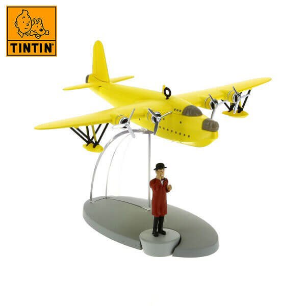 tintin 29525 Yellow seaplane -Tintin en Las 7 Bolas de Cristal Tintin in the planes Avión de colección en metal y plástico, incluye figura de personaje.