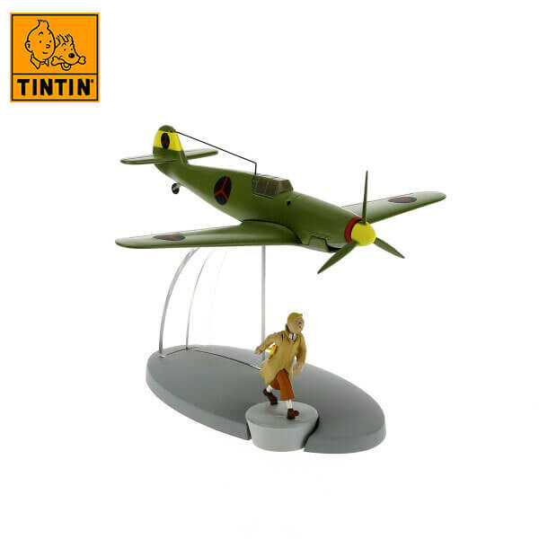 tintin 29536 Bordurian Messerschmitt Bf-109 -Tintin en El Cetro de Ottokar Tintin in the planes Avión de colección en metal y plástico, incluye figura de personaje.