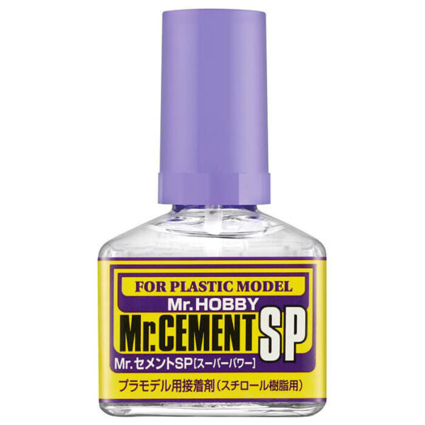MC131 Mr Cement SP Fast 40ml Adhesivo de Poliestireno Pegamento extra líquido para las maquetas de plástico. Nueva fórmula de secado rápido. Densidad extra fluida, pega por capilaridad y no deja residuos.