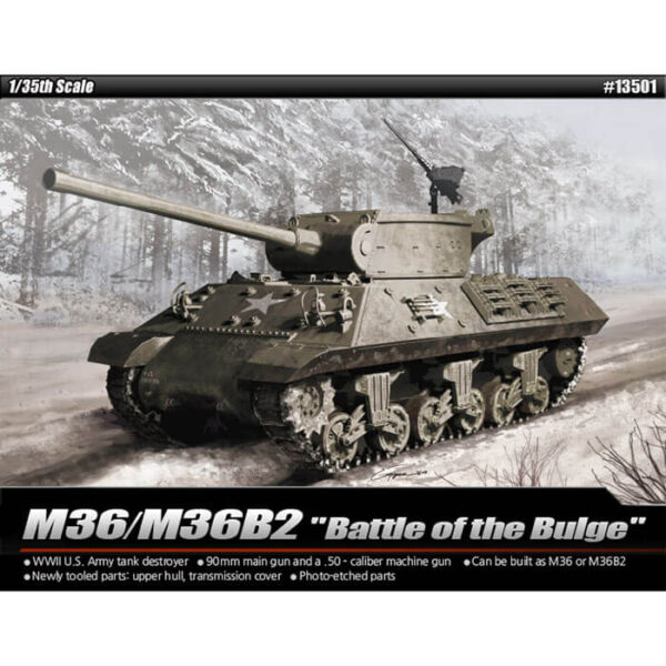 academy 13501 M36/M36B2 Battle of the Bulge 1/35 Kit en plástico para montar y pintar. Incluye piezas en fotograbado.