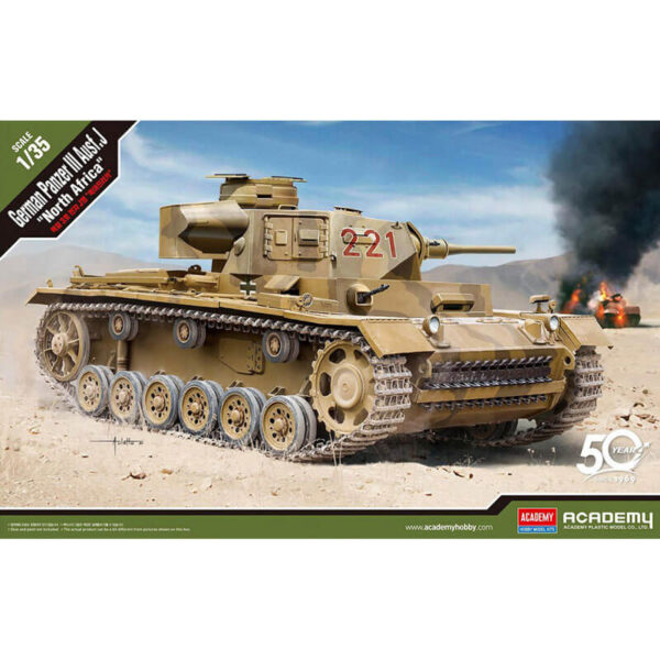 academy 13531 German Panzer III Ausf. J North Afrika 1/35 Kit en plástico para montar y pintar. Incluye piezas en fotograbado. Cadenas por tramo y eslabón