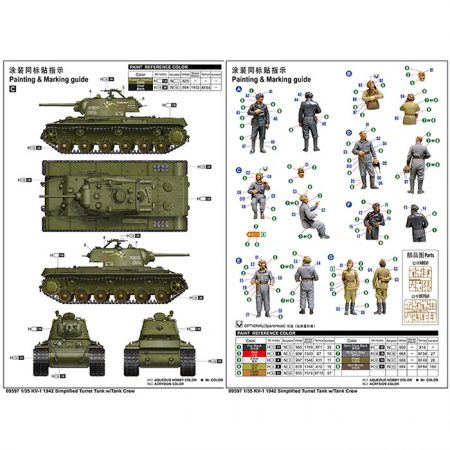 trumpeter 09597 KV-1 Mod.1942 Simplified Turret w/Tank Crew 1/35 Kit en plástico para montar y pintar. Incluye piezas en fotograbado y tripulación.