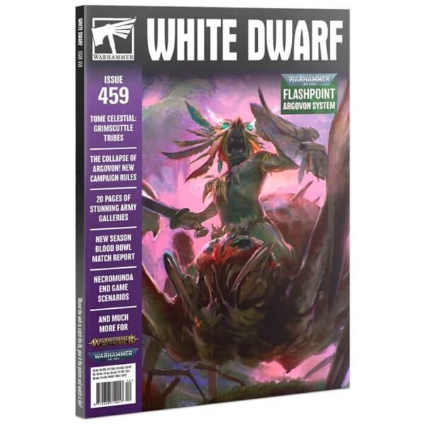 White Dwarf nº 459 revista en Inglés La revista White Dwarf esta centrada en el universo de los juegos de Games Workshop, Warhammer,Warhammer 40k, Age of Sigmar, Warhammer Underworld, etc.