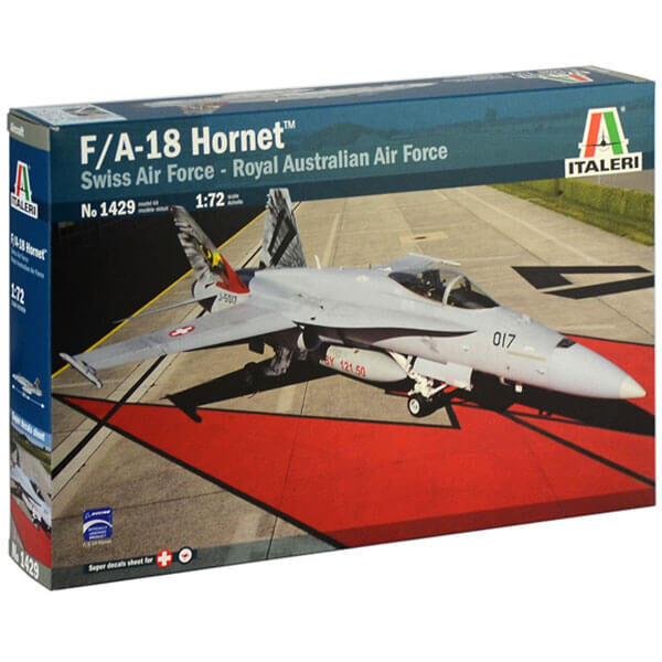 italeri 1429 McDonnell Douglas F/A-18 Hornet 1/72 Swiss Air Force - Royal Australian Air Force Kit en plástico para montar y pintar.