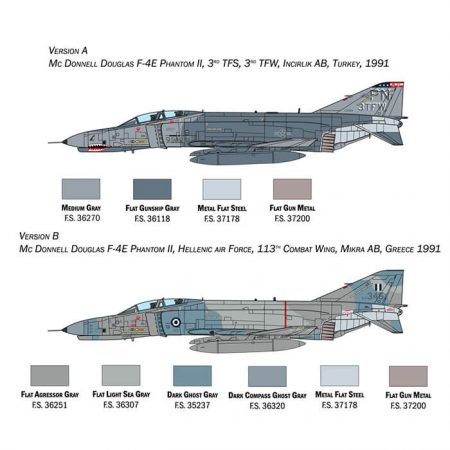 italeri 1448 McDonnell Douglas F-4 Phantom II 1/72 Kit en plástico para montar y pintar. Hoja de calcas con 4 decoraciones.