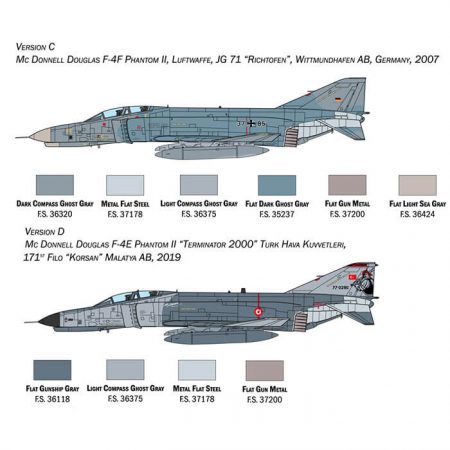 italeri 1448 McDonnell Douglas F-4 Phantom II 1/72 Kit en plástico para montar y pintar. Hoja de calcas con 4 decoraciones.