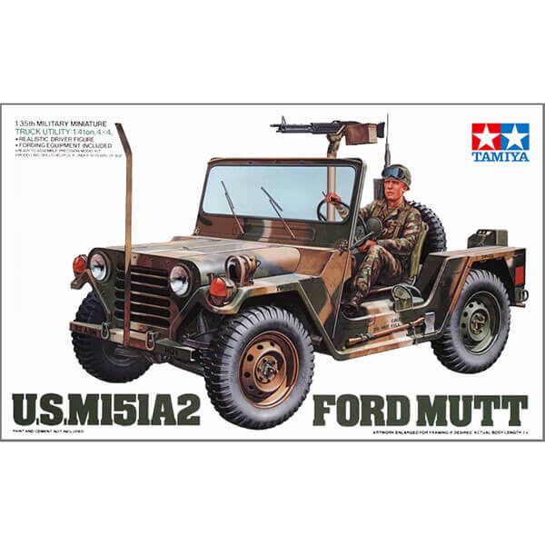 tamiya 35123 US M-151 A21 Ford Mutt 1/35 Kit en plástico para montar y pintar. Hoja de calcas con 5 decoraciones US Army, US Marine Corps y Arizona NG.