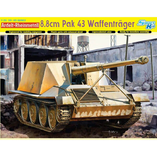 dragon 6728 Ardelt-Rheinmetall 8.8cm Pak 43 Waffentrager 1/35 Kit en plástico para montar y pintar. Incluye piezas en fotograbado y cadenas por eslabones individuales.